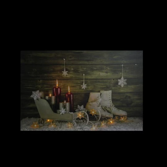 Northlight Christmas Ice Skates & Sleigh LED Lighted Canvas Wall Art 4 Northlight Christmas Ice Skates & Sleigh LED Lighted Canvas Wall Art - Image 4