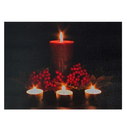 Northlight LED Lighted Red & Green Candles Christmas Canvas Wall Art 2 Northlight LED Lighted Red & Green Candles Christmas Canvas Wall Art - Image 2