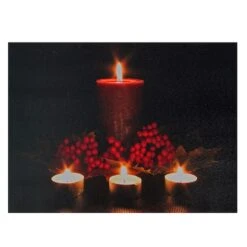 Northlight LED Lighted Red & Green Candles Christmas Canvas Wall Art