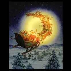 Northlight LED Back Lit Flying Santa Claus & Sleigh Christmas Wall Art -Michaels Store D361887S 3