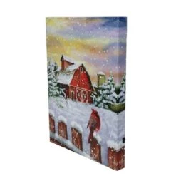 Northlight LED Back Lit Snowy Sunset Barn Scene Christmas Wall Art -Michaels Store D361890S 2