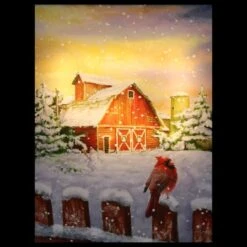 Northlight LED Back Lit Snowy Sunset Barn Scene Christmas Wall Art -Michaels Store D361890S 3