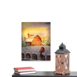 Northlight LED Back Lit Snowy Sunset Barn Scene Christmas Wall Art -Michaels Store D361890S 4