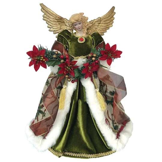 Santa's Workshop 16" Poinsettia Angel Tree Topper 2 Santa's Workshop 16" Poinsettia Angel Tree Topper - Image 2