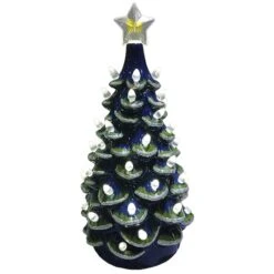 Santa's Workshop 14" NCAA College Team Ceramic LED Christmas Tree University Of Michigan
