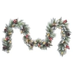 Santa's Workshop 9ft. Pre-Lit Glitter Mixed Garland