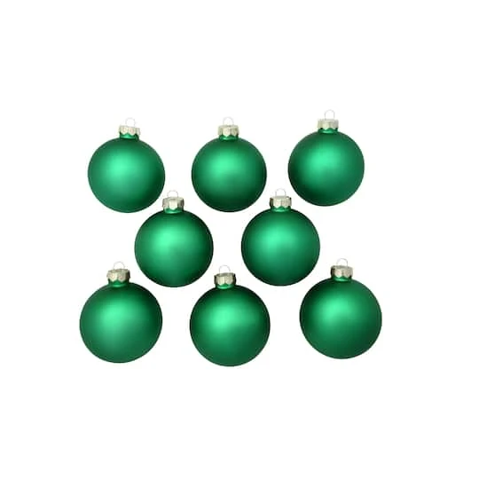 Whitehurst 8ct. 3.25" Matte Glass Ball Ornaments Green Matte 3 Whitehurst 8ct. 3.25" Matte Glass Ball Ornaments Green Matte - Image 3
