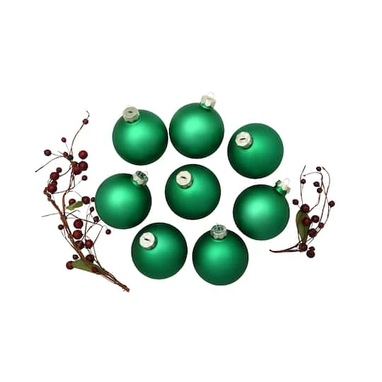 Whitehurst 8ct. 3.25" Matte Glass Ball Ornaments Green Matte 4 Whitehurst 8ct. 3.25" Matte Glass Ball Ornaments Green Matte - Image 4