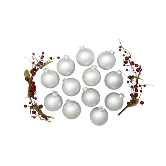 Whitehurst 12ct. 2.75" Matte Glass Ball Ornaments Silver Matte 4 Whitehurst 12ct. 2.75" Matte Glass Ball Ornaments Silver Matte - Image 4
