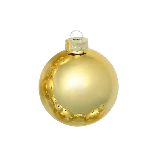 Whitehurst 12ct. 2.75" Shiny Glass Ball Ornaments Gold Shiny 1 Whitehurst 12ct. 2.75" Shiny Glass Ball Ornaments Gold Shiny