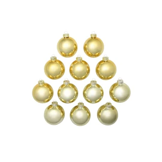 Whitehurst 12ct. 2.75" Shiny Glass Ball Ornaments Gold Shiny 3 Whitehurst 12ct. 2.75" Shiny Glass Ball Ornaments Gold Shiny - Image 3