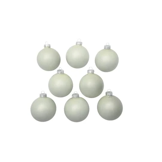 Whitehurst 8ct. 3.25" Pearl Glass Ornaments White Polar Pearl 3 Whitehurst 8ct. 3.25" Pearl Glass Ornaments White Polar Pearl - Image 3
