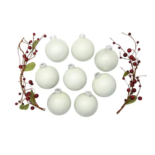 Whitehurst 8ct. 3.25" Pearl Glass Ornaments White Polar Pearl 4 Whitehurst 8ct. 3.25" Pearl Glass Ornaments White Polar Pearl - Image 4