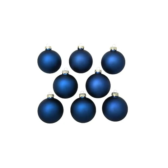 Whitehurst 8ct. 3.25" Matte Glass Ball Ornaments Midnight Blue Matte 3 Whitehurst 8ct. 3.25" Matte Glass Ball Ornaments Midnight Blue Matte - Image 3
