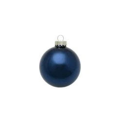 Whitehurst 8ct. 3.25" Shiny Glass Ball Ornaments Midnight Blue Shiny