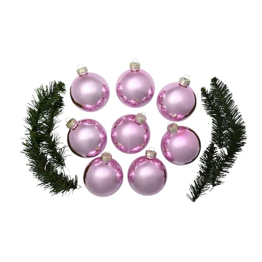 Whitehurst 8ct. 3.25" Shiny Glass Ball Ornaments Baby Pink Shiny 4 Whitehurst 8ct. 3.25" Shiny Glass Ball Ornaments Baby Pink Shiny - Image 4