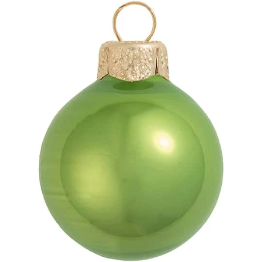 Whitehurst 6ct. 4" Pearl Glass Ball Ornaments Lime Pearl 2 Whitehurst 6ct. 4" Pearl Glass Ball Ornaments Lime Pearl - Image 2