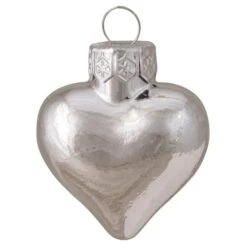 Whitehurst 56ct. 2" Shiny Silver Glass Heart Ornaments