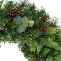 24" Pine, Cones & Red Berries Wreath -Michaels Store D393384S 2