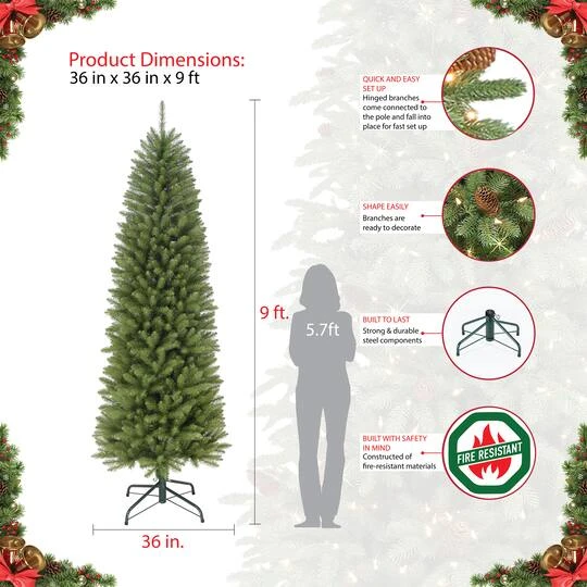 9ft. Unlit Pencil Fraser Fir Artificial Christmas Tree 6 9ft. Unlit Pencil Fraser Fir Artificial Christmas Tree - Image 6