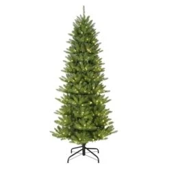 7.5ft. Pre-Lit Sure-Lit Pole® Slim Fraser Fir Artificial Christmas Tree, Multicolor LED Lights