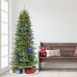 7.5ft. Pre-Lit Sure-Lit Pole® Slim Fraser Fir Artificial Christmas Tree, Multicolor LED Lights 11 7.5ft. Pre-Lit Sure-Lit Pole® Slim Fraser Fir Artificial Christmas Tree, Multicolor LED Lights -Michaels Store D393453S 4