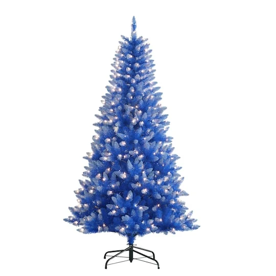 6.5ft. Pre-Lit Fashion Blue Artificial Christmas Tree, Clear Lights 2 6.5ft. Pre-Lit Fashion Blue Artificial Christmas Tree, Clear Lights - Image 2