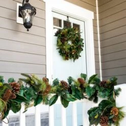 Village Lighting 30" Pre-Lit Magnolia Leaf Christmas Wreath, Clear LED Lights -Michaels Store D403185S 5