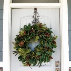 Village Lighting 30" Pre-Lit Magnolia Leaf Christmas Wreath, Clear LED Lights -Michaels Store D403185S 6