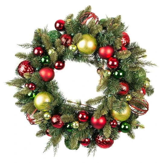 Village Lighting 30" Pre-Lit Festive Holiday Christmas Wreath, Clear LED Lights 3 Village Lighting 30" Pre-Lit Festive Holiday Christmas Wreath, Clear LED Lights - Image 3