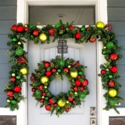 Village Lighting 30" Pre-Lit Festive Holiday Christmas Wreath, Clear LED Lights 12 Village Lighting 30" Pre-Lit Festive Holiday Christmas Wreath, Clear LED Lights -Michaels Store D403188S 4