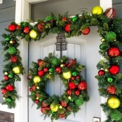 Village Lighting 30" Pre-Lit Festive Holiday Christmas Wreath, Clear LED Lights 14 Village Lighting 30" Pre-Lit Festive Holiday Christmas Wreath, Clear LED Lights -Michaels Store D403188S 6