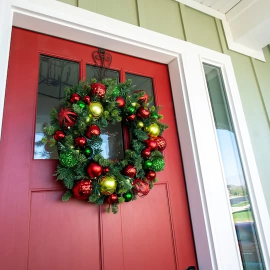 Village Lighting 30" Pre-Lit Festive Holiday Christmas Wreath, Clear LED Lights 7 Village Lighting 30" Pre-Lit Festive Holiday Christmas Wreath, Clear LED Lights - Image 7