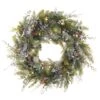 Village Lighting 30" Pre-Lit Rustic White Berry Christmas Wreath, Clear LED Lights