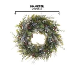 Village Lighting 30" Pre-Lit Rustic White Berry Christmas Wreath, Clear LED Lights -Michaels Store D403195S 17
