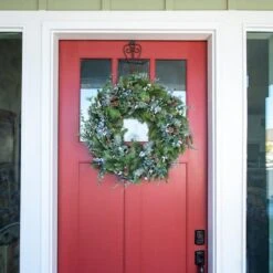 Village Lighting 30" Pre-Lit Rustic White Berry Christmas Wreath, Clear LED Lights -Michaels Store D403195S 4