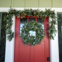 Village Lighting 30" Pre-Lit Rustic White Berry Christmas Wreath, Clear LED Lights -Michaels Store D403195S 6