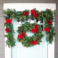 Village Lighting 30" LED Red Peonies & Berry Wreath -Michaels Store D403198S 8