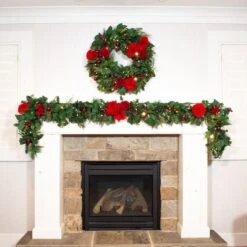 Village Lighting 30" LED Red Peonies & Berry Wreath -Michaels Store D403198S 9