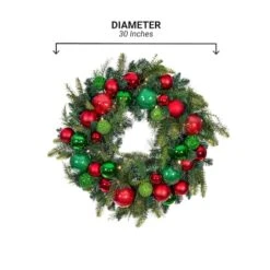 Village Lighting 30" Pre-Lit Christmas Cheer Wreath, Clear LED Lights -Michaels Store D403201S 19