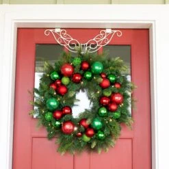 Village Lighting 30" Pre-Lit Christmas Cheer Wreath, Clear LED Lights -Michaels Store D403201S 2
