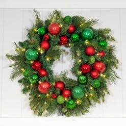 Village Lighting 30" Pre-Lit Christmas Cheer Wreath, Clear LED Lights -Michaels Store D403201S 8
