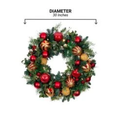 Village Lighting 30" Pre-Lit Christmas Classic Wreath, Clear LED Lights 21 Village Lighting 30" Pre-Lit Christmas Classic Wreath, Clear LED Lights -Michaels Store D403203S 20