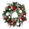 Village Lighting 30" Pre-Lit Nordic Christmas Wreath, Red & Clear LED Lights
