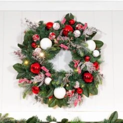 Village Lighting 30" Pre-Lit Nordic Christmas Wreath, Red & Clear LED Lights -Michaels Store D403205S 10