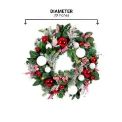 Village Lighting 30" Pre-Lit Nordic Christmas Wreath, Red & Clear LED Lights -Michaels Store D403205S 22