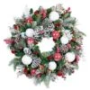 Village Lighting 30" Pre-Lit Frosted Wonderland Christmas Wreath, Red & Clear LED Lights
