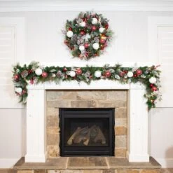 Village Lighting 30" Pre-Lit Frosted Wonderland Christmas Wreath, Red & Clear LED Lights -Michaels Store D403209S 11