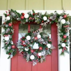 Village Lighting 30" Pre-Lit Frosted Wonderland Christmas Wreath, Red & Clear LED Lights -Michaels Store D403209S 3