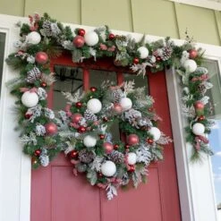 Village Lighting 30" Pre-Lit Frosted Wonderland Christmas Wreath, Red & Clear LED Lights -Michaels Store D403209S 4